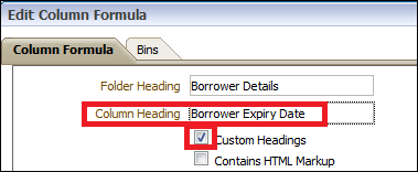 Column Heading Borrower Expiry Date
